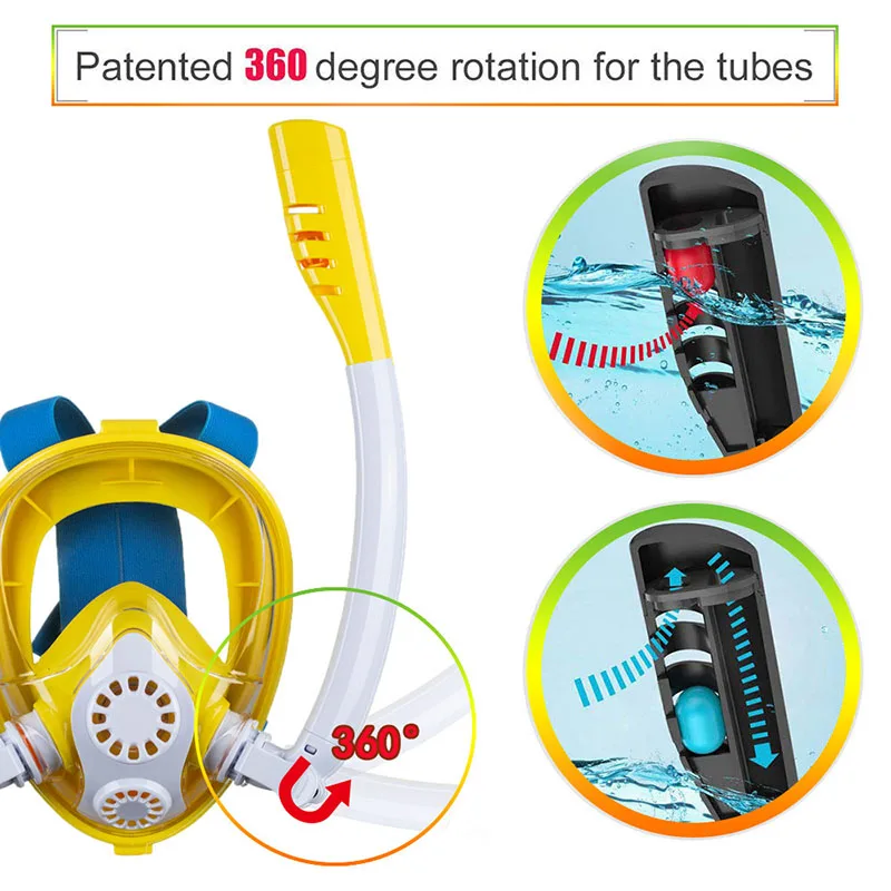 Детская маска для подводного плавания на все лицо незапотевающая и