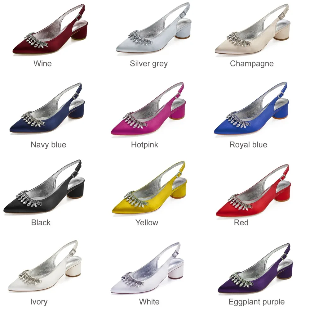 Женские атласные вечерние туфли с острым носком и ремешком на пятке круглым