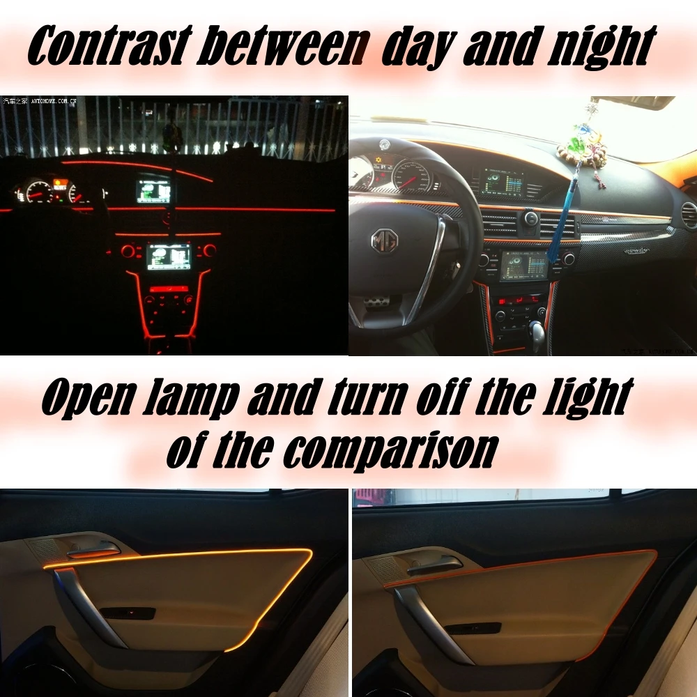 Автомобильный атмосферный светильник гибкий неоновый EL Wire интерьерный