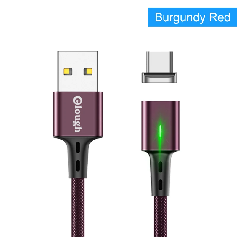 Red Cable Elough 3 в 1 Магнитный заряд для iphone xs max xr x 8 7 плюс 6 5 6 S тип с кабель микро USB кабель телефон светодиодный магнит провод зарядного устройства - Цвет: Red Cable