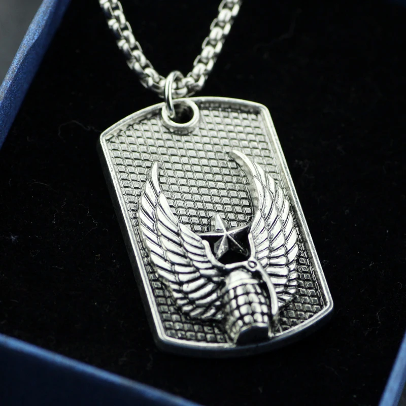 Мужская подвеска в стиле милитари с изображением ангела собачьей бирки ожерелье