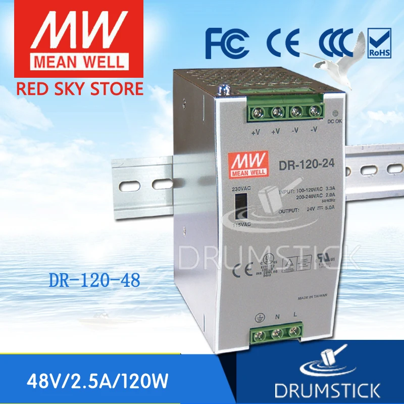 

patriotic MEAN WELL DR-120-48 48V 2.5A meanwell DR-120 48V 120W Single Output Industrial DIN Rail Power Supply