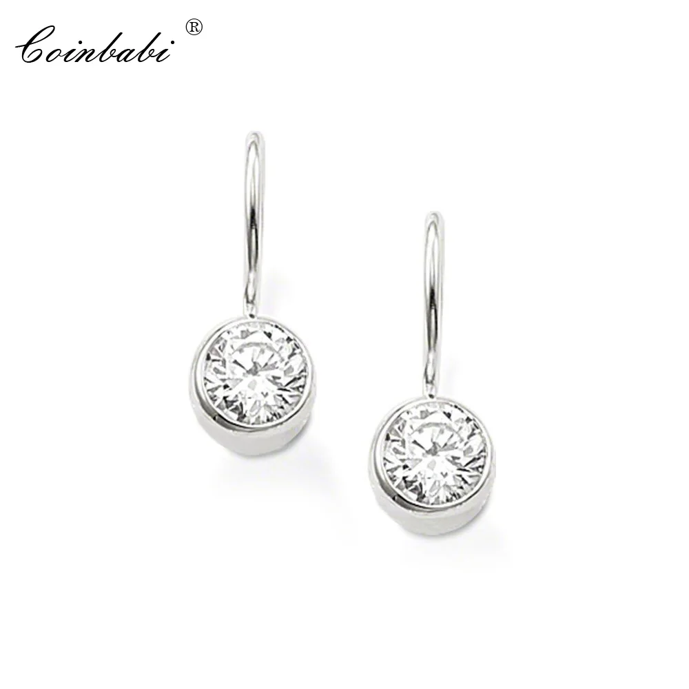 

Drop Earrings Round Crystal Classic Gift For Women High Quality Earring Europe Style 925 Sterling Silver Fashion Jewelry