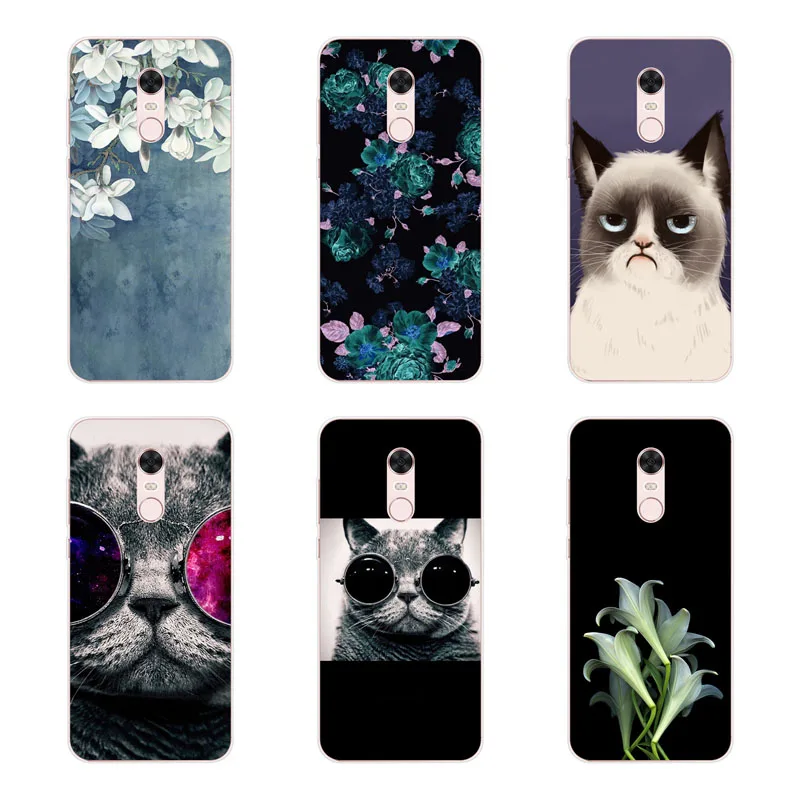 xiaomi redmi 5 plus Case Silicon Popular flowers Painting Soft TPU Back Cover for Protect Phone case shell |