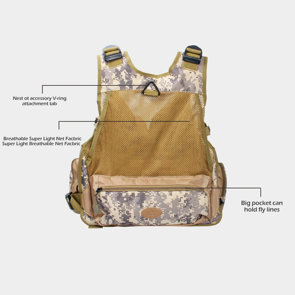 Жилет для рыбалки регулируемый размер камуфляжный жилет многофункциональный