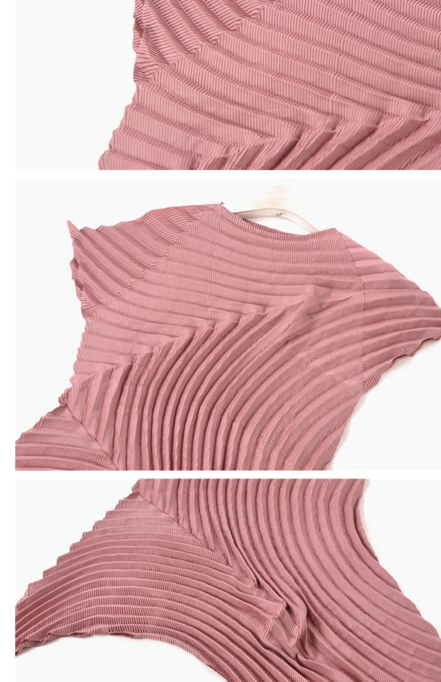 Changpleat, летняя коллекция, новые необычные женские футболки, топ Miyak, плиссированные, модные, короткий рукав, одноцветные, круглый вырез, большая эластичная длинная футболка