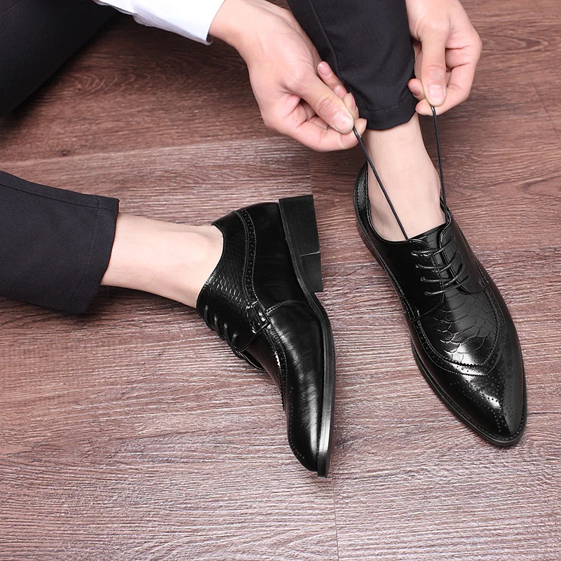 Men's Casual Shoes Moccasins Mens Lace-Up Oxfords Men Loafers Leather Pointed Oxford for Black Socks | Обувь