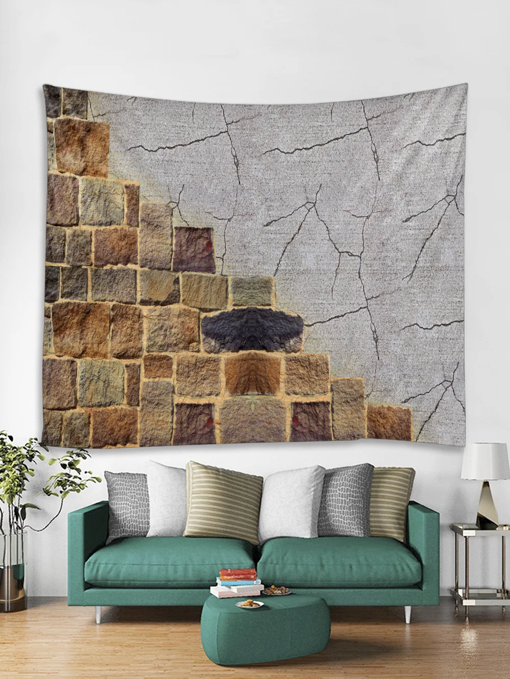 3D Brick Stone Printed Wall Tapestry Mandala Fabric Hippie Tapestry Wall Hanging Vintage Decor Bedroom Headboard Mural Art Tapiz