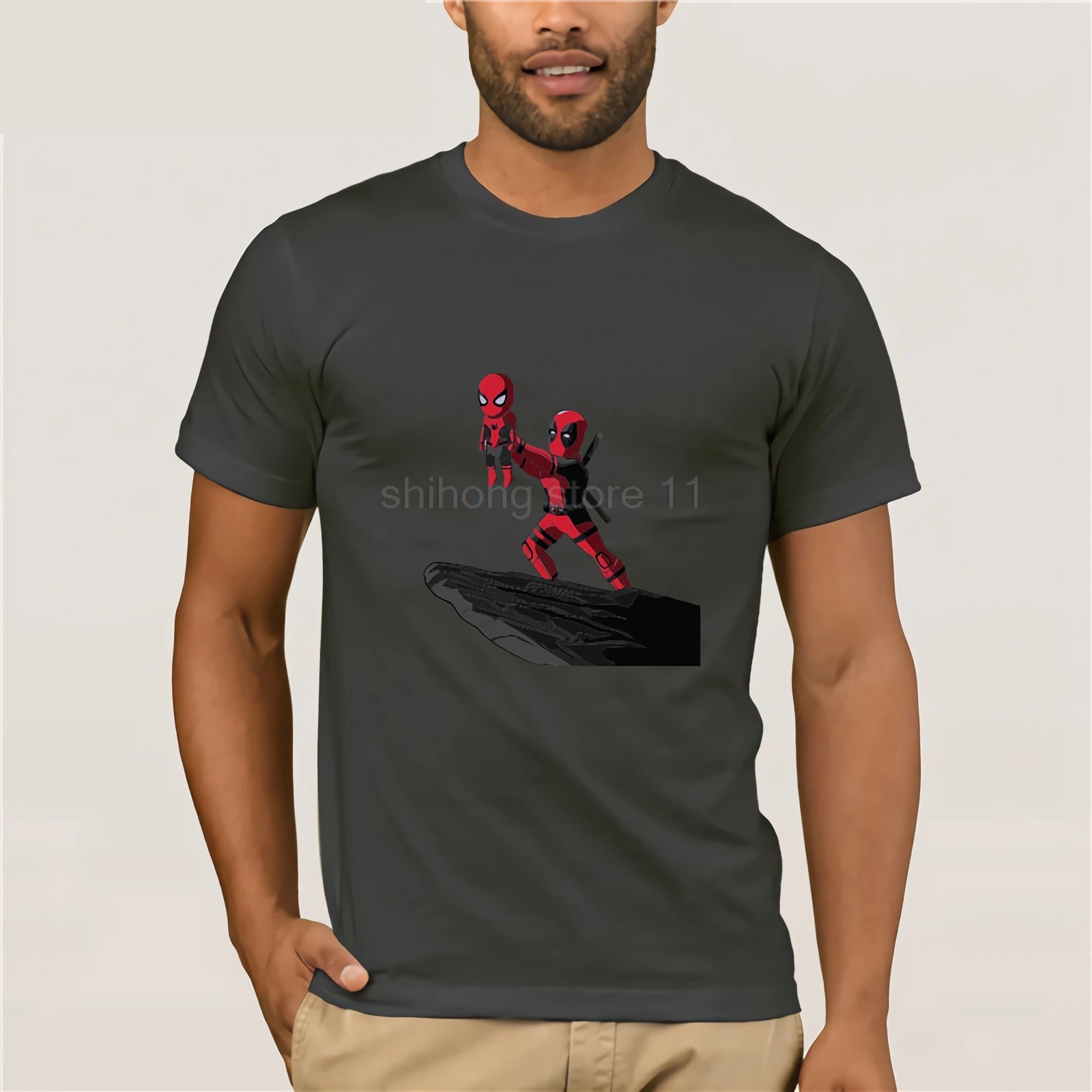 100% cotton cool funny deadpool printed men T shirt casual short sleeve o-neck for tops tees | Мужская одежда