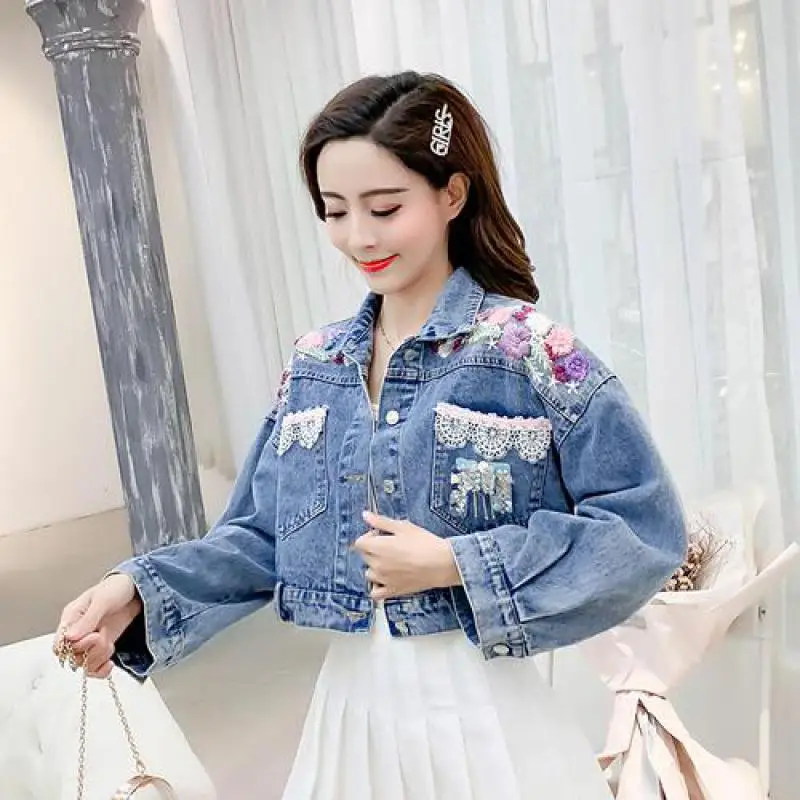 Женская Повседневная джинсовая куртка новинка 2019 весна осень модный с длинными