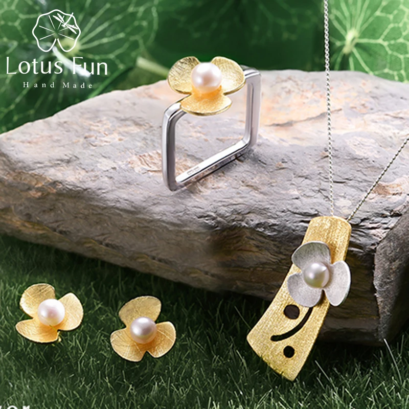Lotus Fun Настоящее серебро 925 пробы натуральный жемчуг ювелирное изделие ручной