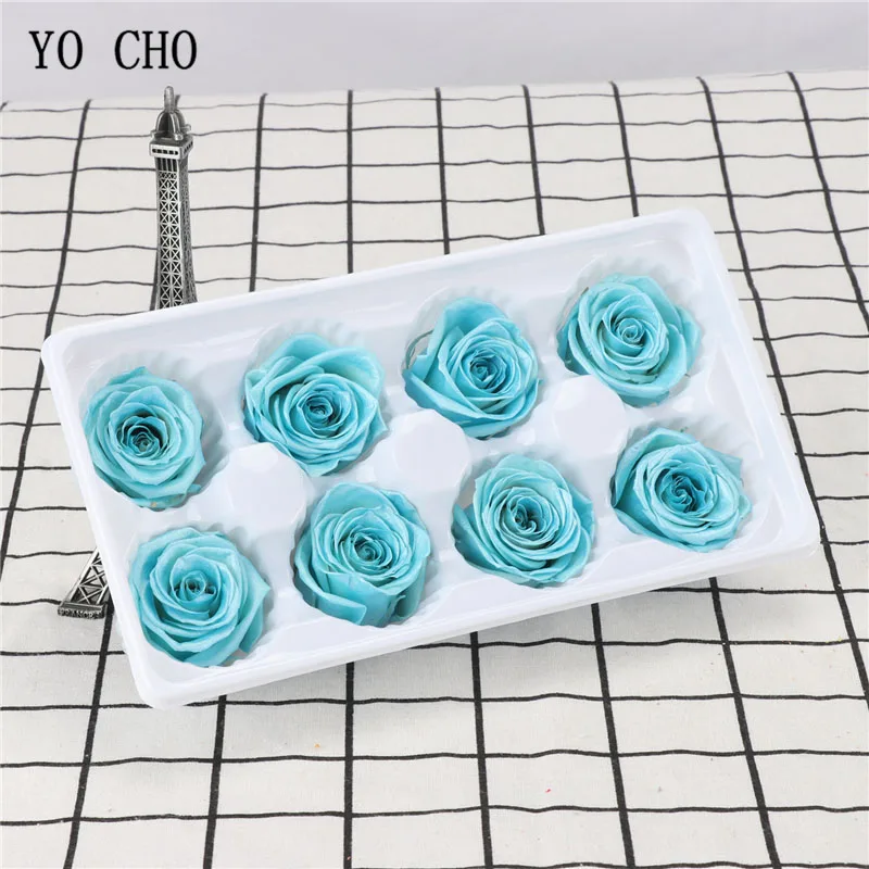 tiffany blue Йо Чо Роза вечный цветок Aurification сохраненные свежими розы 8 голов Золотой День святого Валентина фестиваль подарок свадебные цветы - Цвет: tiffany blue
