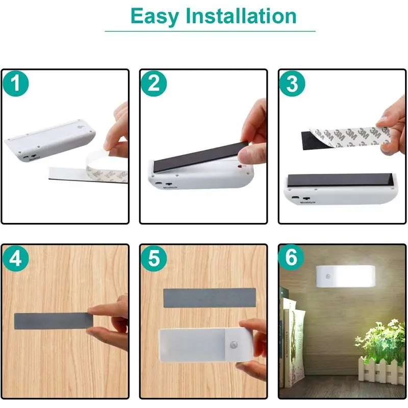 Светильник для шкафа с 12 светодиодами и зарядкой по USB ночсветильник пассивным ИК