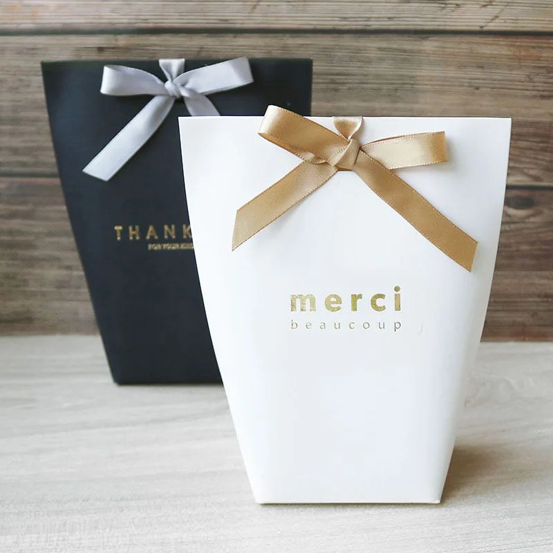 Черная белая Бронзированная конфетная сумка класса Merci 5 шт. французская