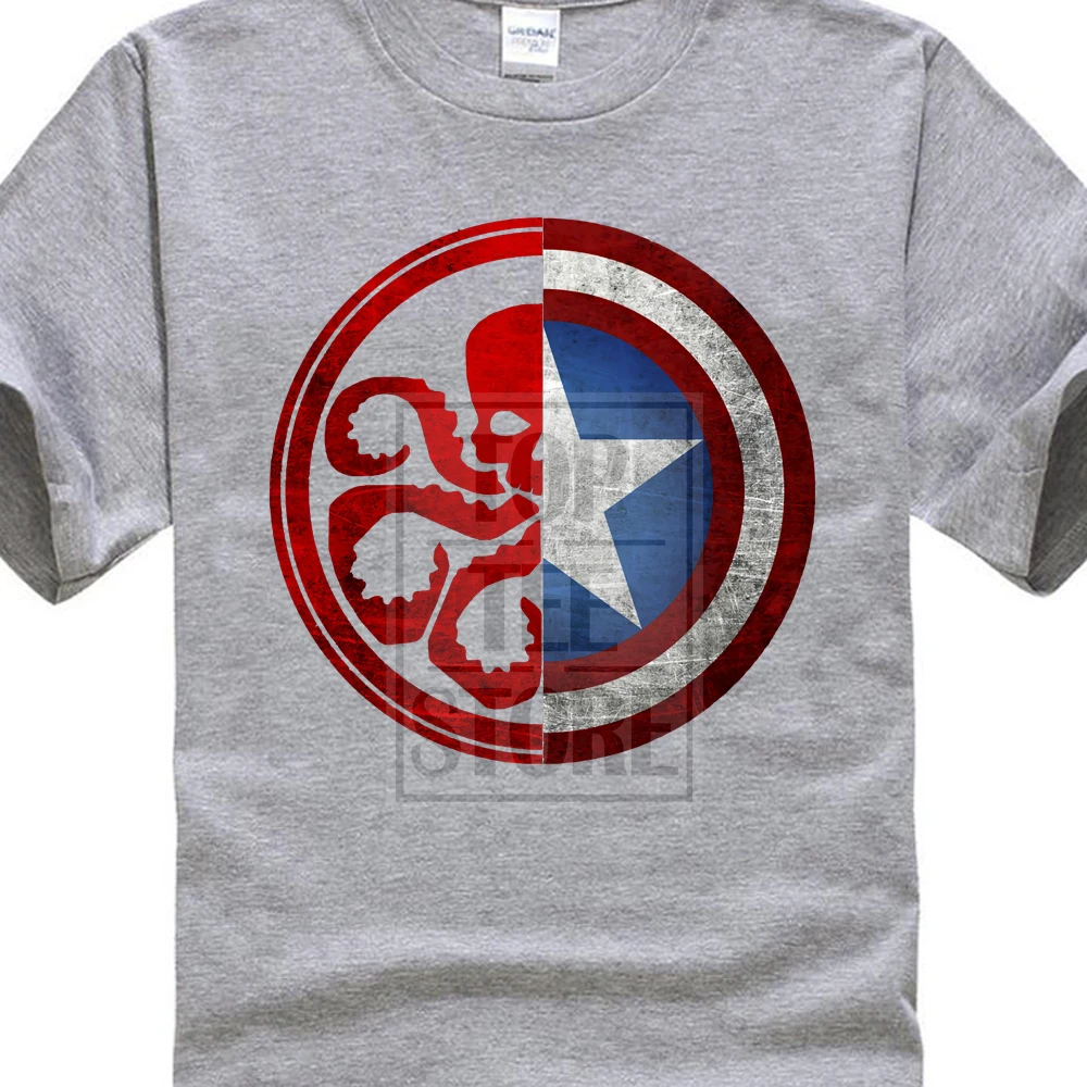 Серый Hydra Symbol Vs Капитан Америка Черная футболка подарок агенты Marvel Новинка от нас - Цвет: Серый