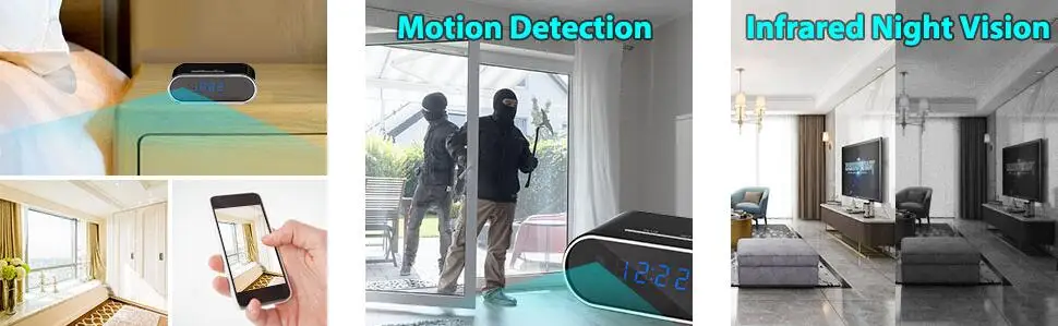 H.264 WiFi настольные часы мини камера 1080P HD IP P2P DVR видеокамера будильник набор ночного видения датчик движения дистанционный монитор микро камера