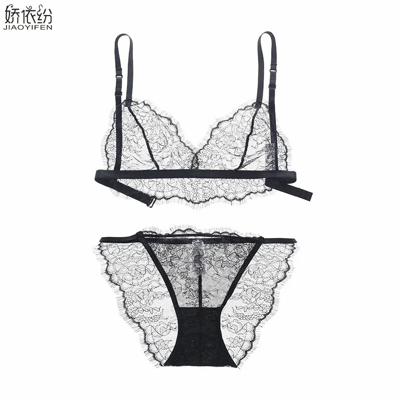Летний полый сексуальный кружевной комплект нижнего белья ультра тонкий женский