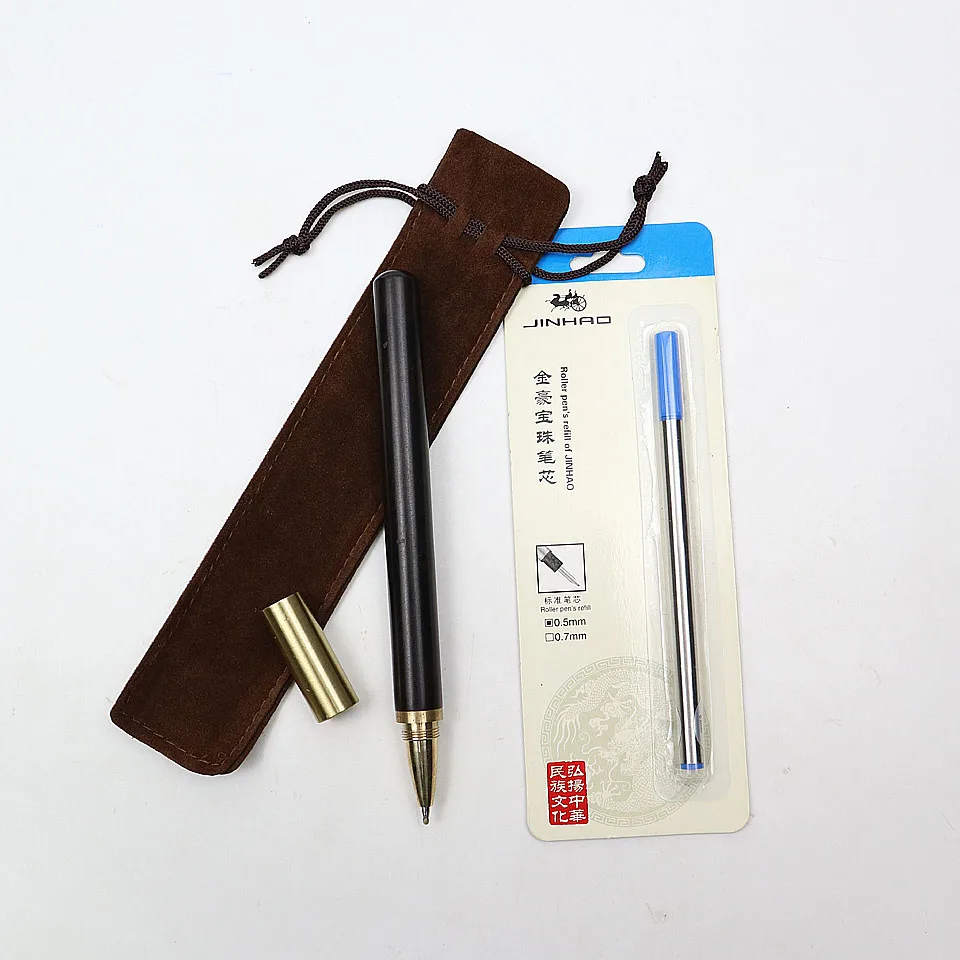 1 Black-1Bag-1Refill Деревянная+ металлическая шариковая ручка 0,5 мм синие/черные чернила креативный винтажный подарок для письма для офиса ручка для подписи школьные канцелярские принадлежности - Цвет: 1 Black-1Bag-1Refill
