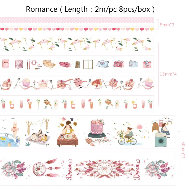 Mr paper 8 шт./компл. 24 дизайна DIY Скрапбукинг планировщик украшения васи Ленты Kawaii Dreamy Maiden красочные Deco Маскировочные ленты