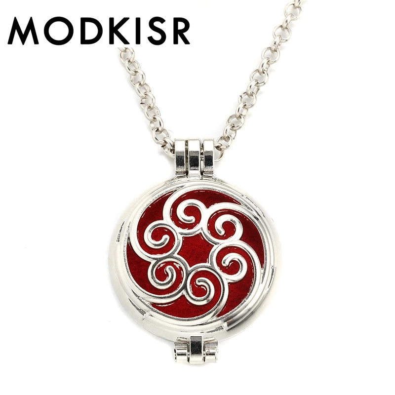 

MODKISR Wholesale Charm Temperament 30mm Fashion Elegant Delicate versatil Essential Oil Diffusing Necklace Aroma Locket Pendant