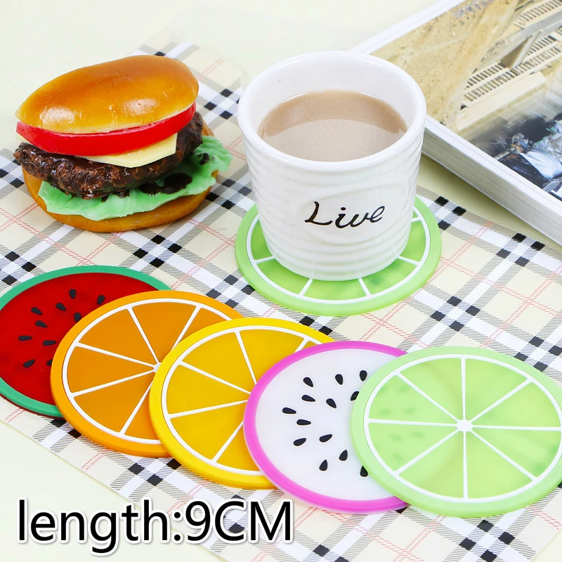 

Sets 5 Colorful Color Fruit Jelly Shape Gel Cup Mat Coaster Creative Antiskid Insulation Pad Coasters