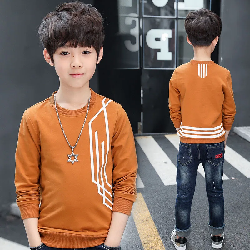 Boys Sweatshirt Spring Kids T-shirt Children Outerwear School Leisure Tops For Boy Sports 6 8 10 12 Years Teenager Sweater | Детская