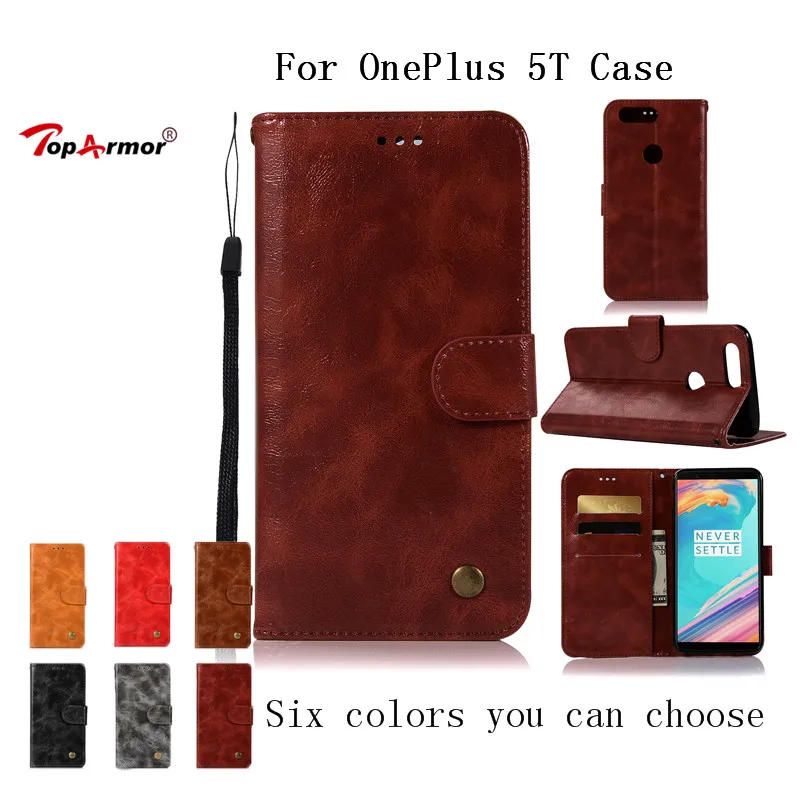 Чехол книжка TopArmor в стиле ретро для OnePlus 5 T из искусственной кожи с откидной