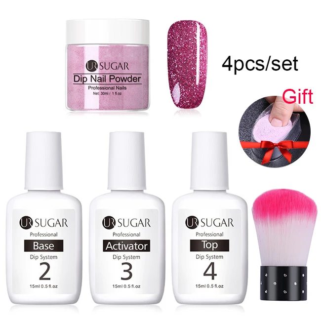 Set 5 Ur Sugar 30 г погружение французская пудра Блеск Dip без лампы лечение градиентная База Топ активатор жидкость Дизайн ногтей украшения - Цвет: Set 5