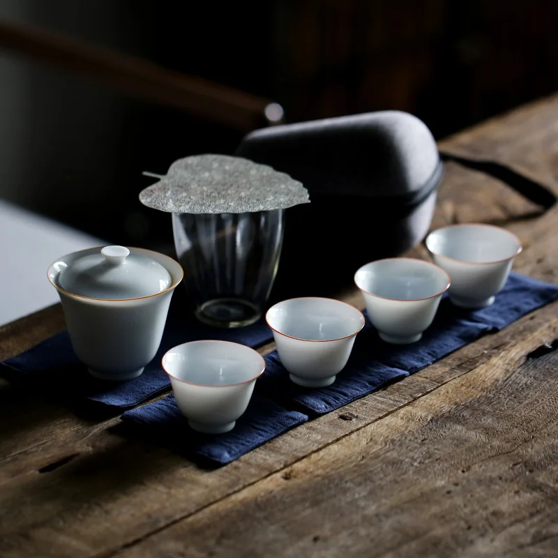 Style A TANGPIN керамический чайник gaiwan Чайные чашки китайский портативный дорожный чайный набор с сумкой для путешествий - Цвет: Style A