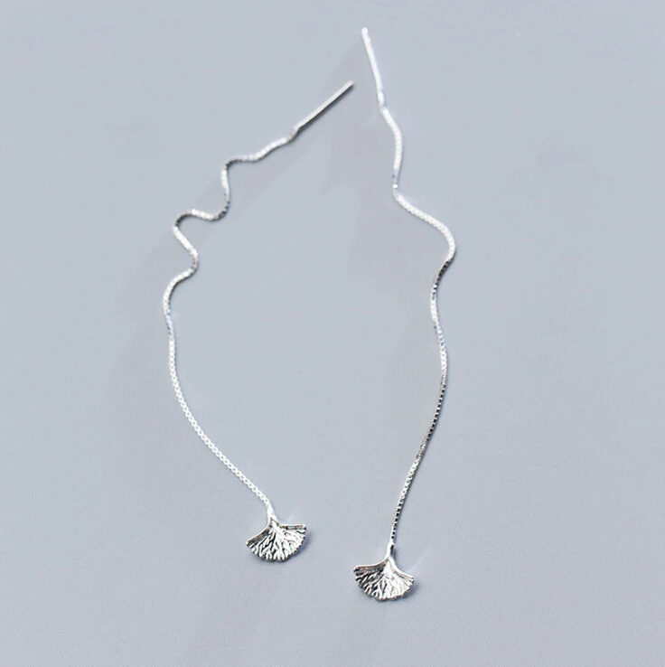 Длинные висячие серьги гинкго билоба Серебряное устройство вдевания нитки A1679 |