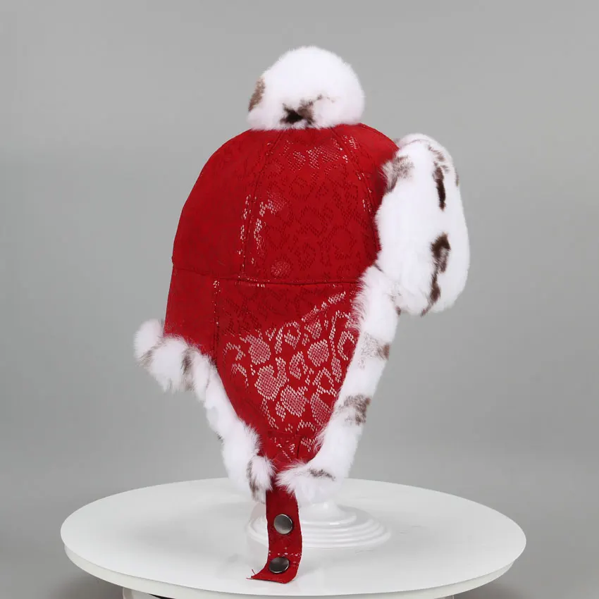 

ICYMI Winter Real Full Pelt Rex Rabbit Fur With Sheepskin Fabric Bomber Hats Children Kids Girl Bomber Cap Cute Earmuff Hat Cap