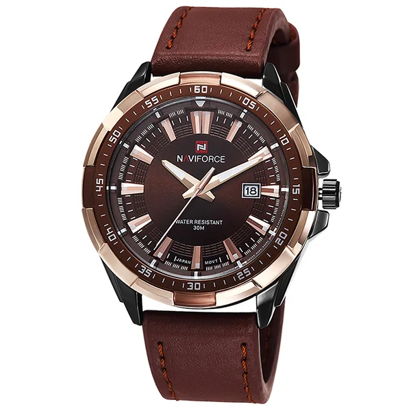 BCE NAVIFORCE Роскошные брендовые новые мужские часы Топ спортивные модные часы мужские водонепроницаемые кварцевые часы мужские военные кожаные Наручные часы - Цвет: BCE