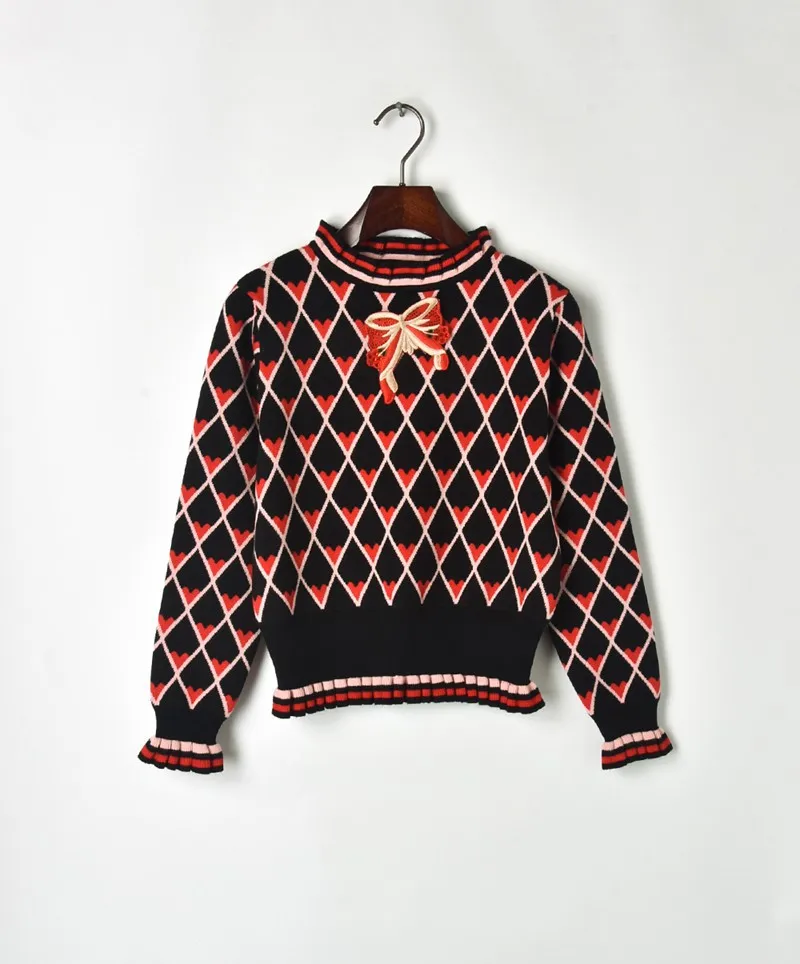 Зимний короткий свитер женская одежда 2018 неделя моды бабочка ситцевая печать