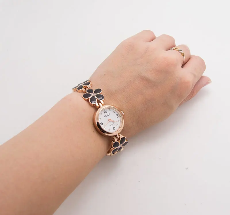 

Luxury Rose Gold Cherrybloom Bracelet Watch Women Ladies Crystal Dress Quartz Wrist Watch Relogio Feminino E060