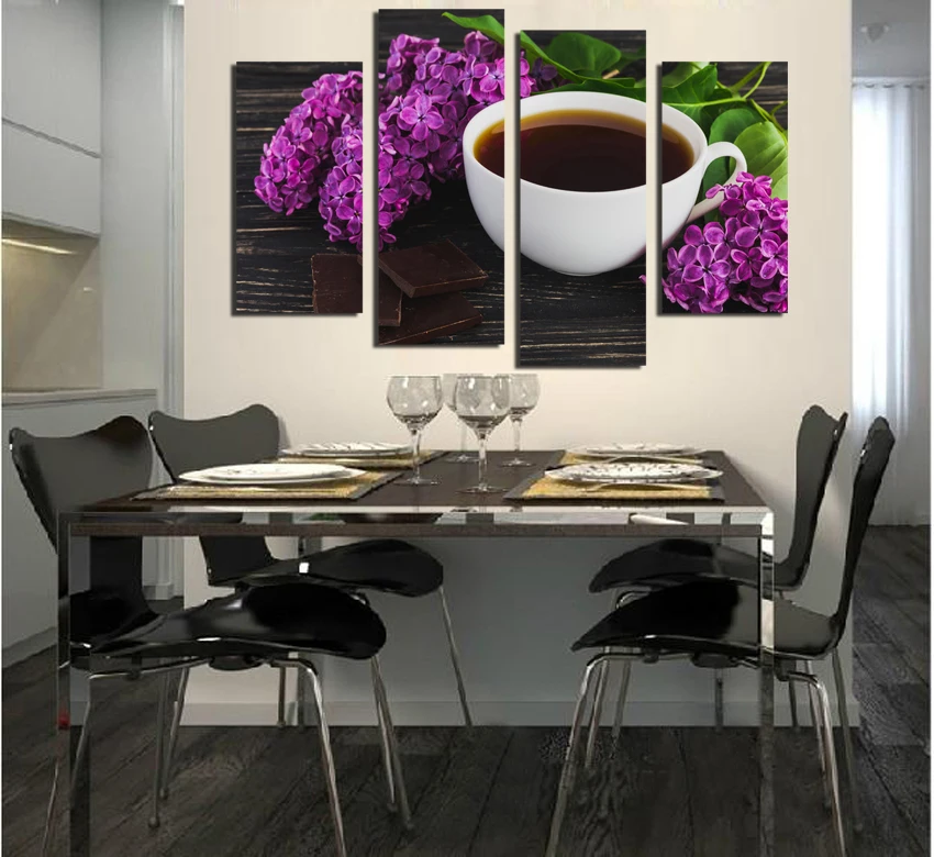 4 панели Современная Настенная живопись Кофе Кухня Натюрморт Главная