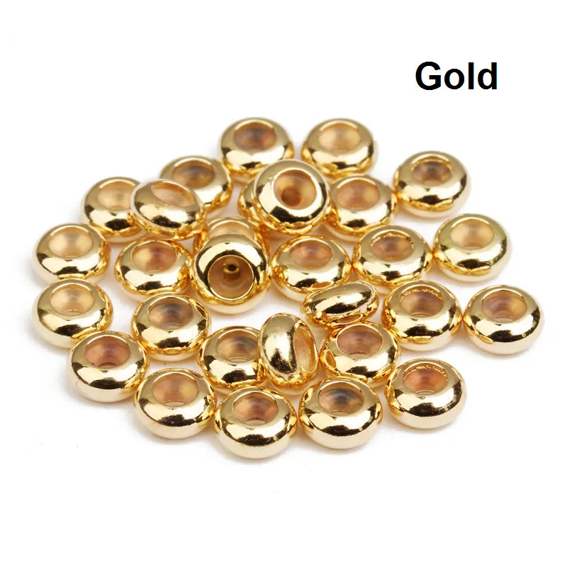 Gold 20 шт./лот 1/2/3 мм отверстие Размеры Медь с силиконом внутри Spacer Бусины для изготовления ювелирных изделий браслет Цепочки и ожерелья ювелирные изделия аксессуары - Цвет: Gold