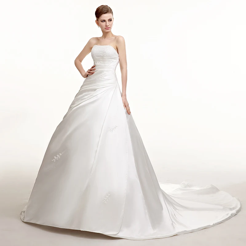 Forevergracedress Винтаж без бретелек Длинные свадебное платье новый Белый сатин с