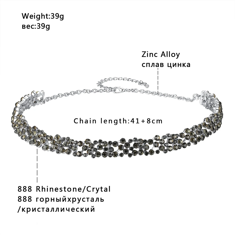 Minmin New Design Simple Black Crystal Necklace for Women Rhinestone Choker Fashion Jewelry Christmas Gift Party MXL126 | Украшения и