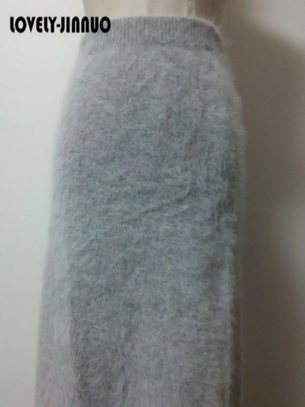 Женская кашемировая юбка длинная облегающая из меха норки и соболиного плетения