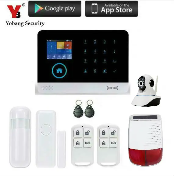 Yobang безопасность WIFI дом 3G сигнализация Система Солнечная Сирена сеть камера