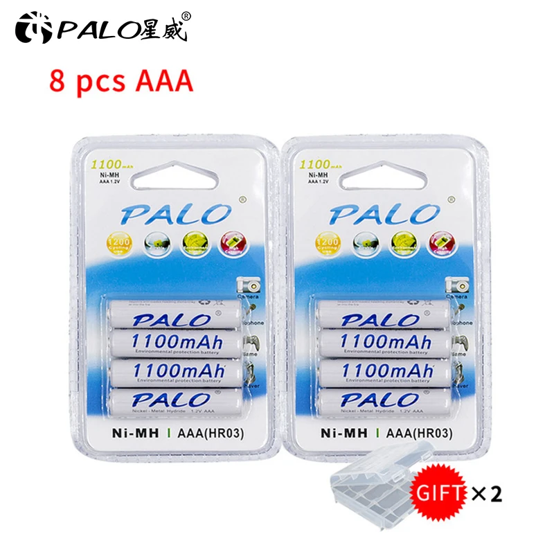 Аккумуляторная батарея PALO AAA 12 шт. 1100 мАч 1 2 В 3 А NIMH батареи для камеры MP3 mp4