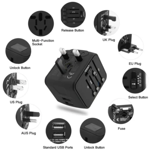 2019 Новое поступление Идеальный дорожный адаптер All-in-one International Dual USB charger UK/EU/AU/Asia |