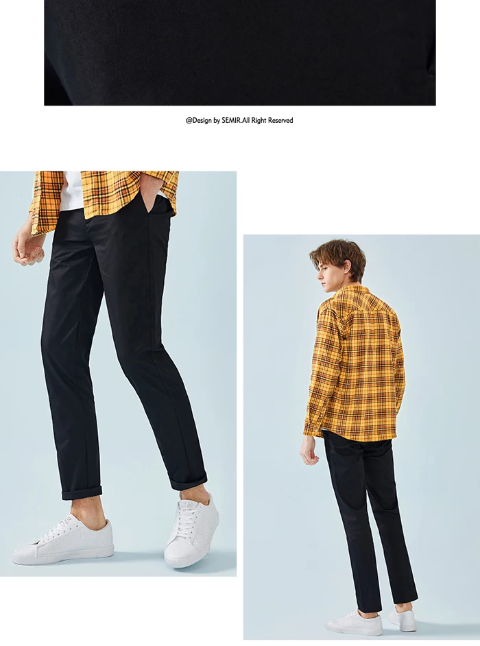 SEMIR, мужские обтягивающие хлопковые брюки, мужские чиносы с вышивкой, Мужские штаны, модные штаны на весну