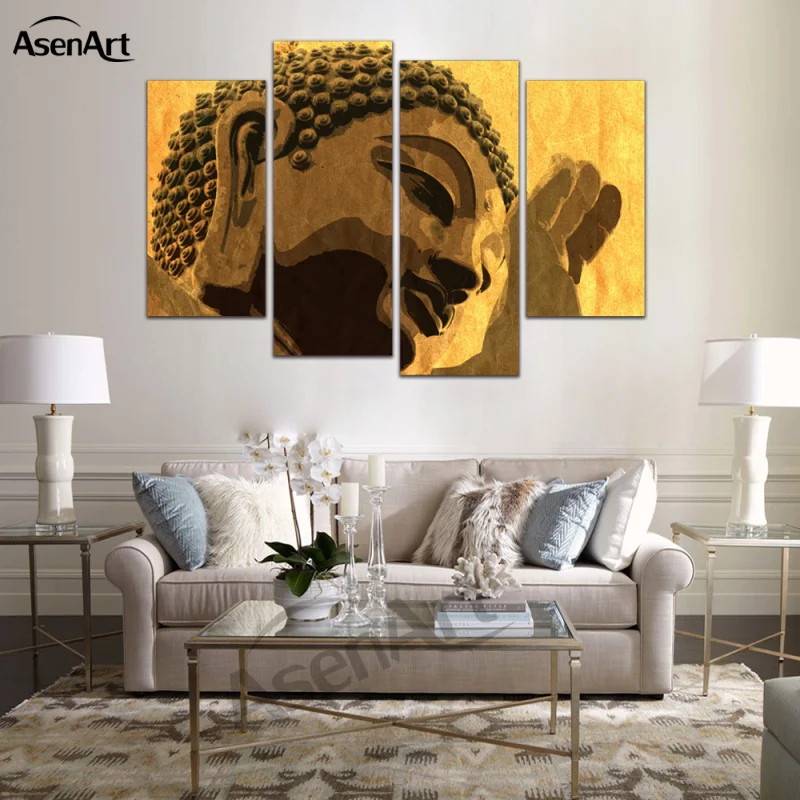 Картина на 4 панели Будда Настенная картина холст принты настенные картины для