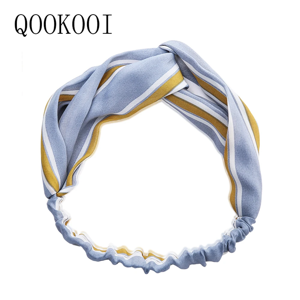 QOOKOO я эластичный Твист повязка держатель полосатый топ узел оголовье взрослых