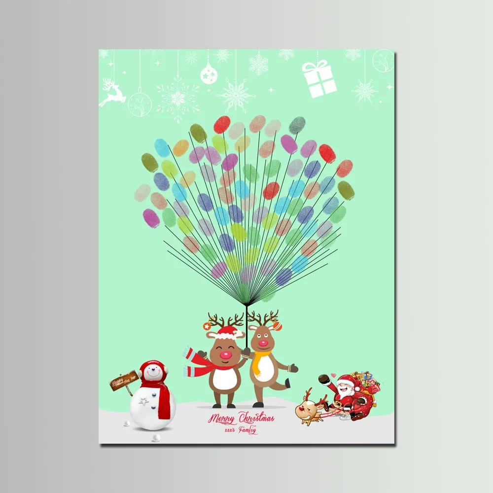 Новогодняя картина с Санта Клаусом/оленем 60 Х80 см|Гостевая книга подписей| |
