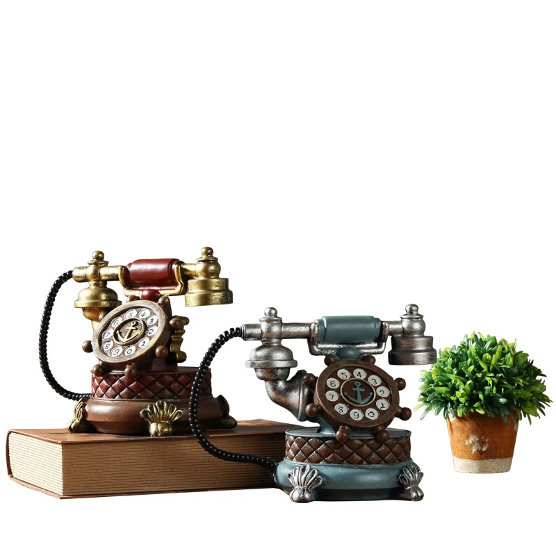 

Creative Retro Telephone Model Ornaments Nordic Vintage Home Decor Resin Desktop Ornaments Bedroom Living Room Decoration