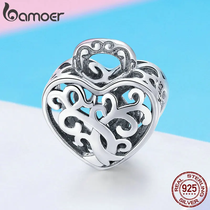 BAMOER, 925 пробы, серебряные, ажурные, дерево, листья, лист, сердце, проложенные бусины, подходят для женщин, браслеты с подвесками, ожерелья, сделай сам, ювелирные изделия SCC726