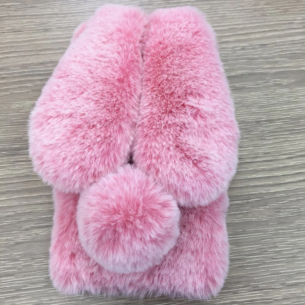 Tao hongse Для iPod iTouch 5 и iTouch 6 Чехол 3D милый кролик, теплый мех, стразы, плюшевый кролик, чехол для телефона для touch 5 6 - Цвет: Tao hongse