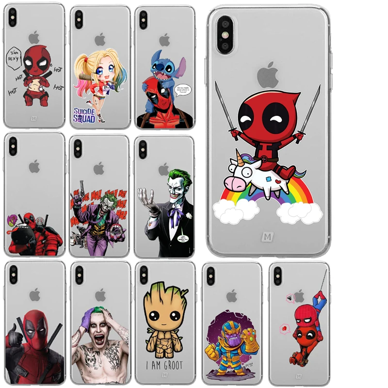 Супер крутой мягкий чехол Marvel Deadpool Super Hero Joker Holding Avengers для iPhone 11 11Pro X 5 5S SE 6 7 8 Plus XS Max